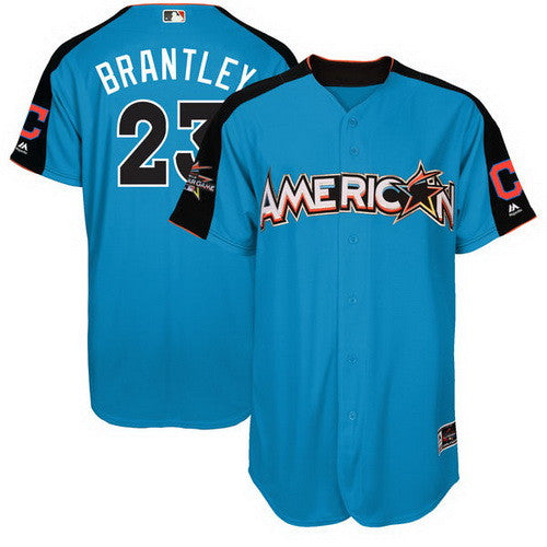 Michael Brantley #23 Cleveland Indians Majestic Mens 2017 American League Star Game Authentic Home Run Derby Jersey - Blue