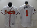 Ozzie Albies #1 Atlanta Braves Mens 2022 World Series Champions Program Limited Flex Base Baseball Jersey - White Gold