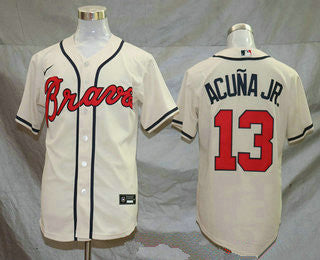 Ronald Acuna Jr #13 Atlanta Braves Nike Mens Limited Cool Base Jersey - Cream