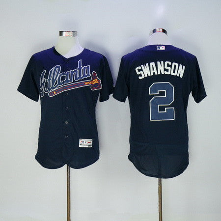 Dansby Swanson #2 Atlanta Braves Majestic Mens 2016 Limited Flex Base Jersey - Navy Blue