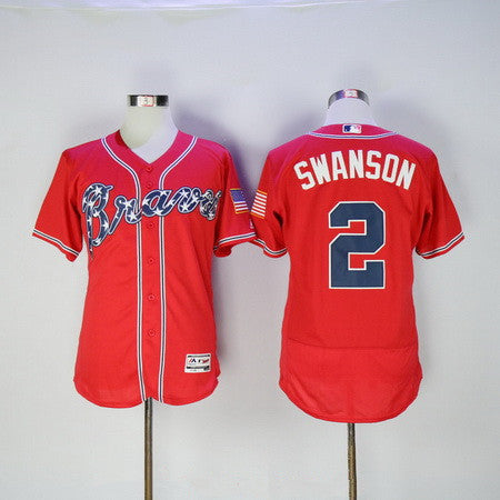 Dansby Swanson #2 Atlanta Braves Majestic Mens 2016 Limited Flex Base Jersey - Red