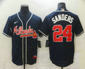 Deion Sanders #24 Atlanta Braves Nike Mens Limited Cool Base Jersey - Navy Blue