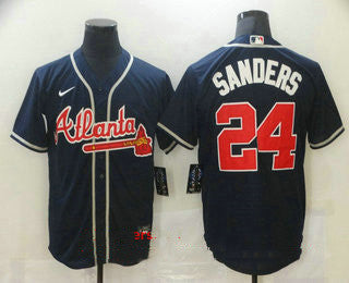 Deion Sanders #24 Atlanta Braves Nike Mens Limited Cool Base Jersey - Navy Blue