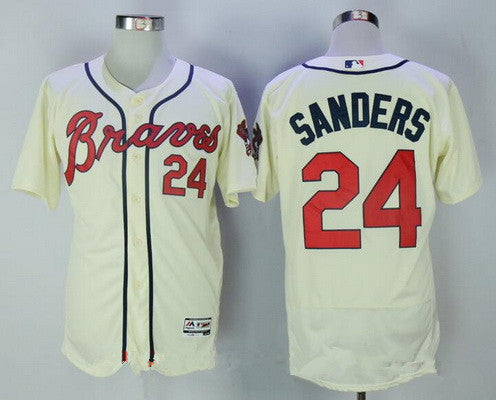 Deion Sanders #24 Atlanta Braves Majestic Mens Limited Retired Flex Base Jersey - Cream