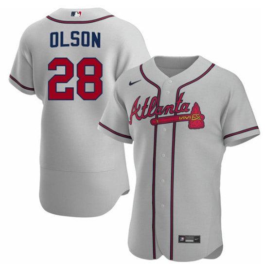 Matt Olson #28 Atlanta Braves Mens Limited Flex Base Baseball Jersey - Gray