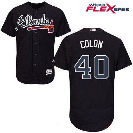 Atlanta Braves #40 Majestic Mens Bartolo Colon Alternate Limited Flex Base Jersey - Navy Blue