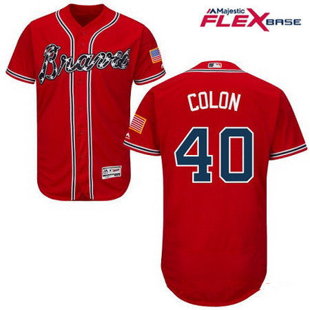 Atlanta Braves #40 Majestic Mens Bartolo Colon Alternate Limited Flex Base Jersey - Red