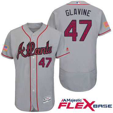 Tom Glavine #47 Atlanta Braves Majestic Mens Stars Stripes Fashion Independence Day Limited Flex Base Jersey - Gray