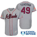 Independence Day #49 Atlanta Braves Majestic Mens Julio Teheran Stars Stripes Fashion Limited Cool Base Jersey - Gray