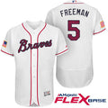 Freddie Freeman #5 Atlanta Braves Majestic Mens Stars Stripes Fashion Independence Day Limited Flex Base Jersey - White