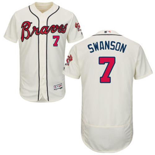 Dansby Swanson #7 Atlanta Braves Mens Flexbase Authentic Jersey - Cream