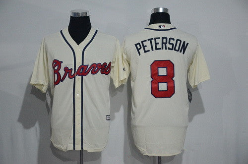 Jace Peterson #8 Atlanta Braves Mens Limited Cool Base Baseball Jersey - Cream