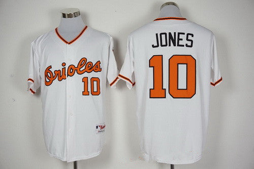 Adam Jones #10 Baltimore Orioles Majestic Mens 1976 Turn Back Clock Limited Jersey - White