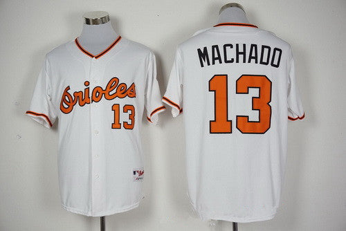 Manny Machado #13 Baltimore Orioles Majestic Mens 1976 Turn Back Clock Limited Jersey - White