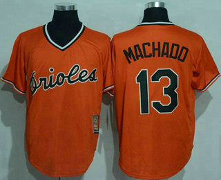 Manny Machado #13 Baltimore Orioles Majestic Mens Pullover Cool Base Cooperstown Limited Jersey - Orange