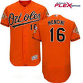 Trey Mancini #16 Baltimore Orioles Majestic Mens Alternate 25Th Patch Limited Flex Base Jersey - Orange