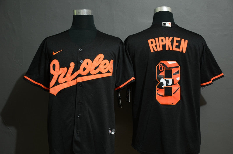 Cal Ripken Jr #8 Baltimore Orioles Nike Mens Team Logo Limited Cool Base Jersey - Black