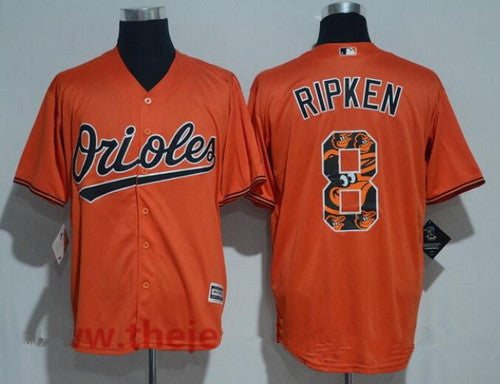 Cal Ripken #8 Baltimore Orioles Majestic Mens Retired Team Logo Ornamented Limited Cool Base Jersey - Orange