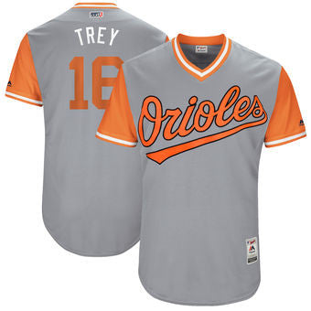 Trey Mancini #16 Baltimore Orioles Majestic Mens 2017 Trey Players Weekend Authentic Jersey - Gray