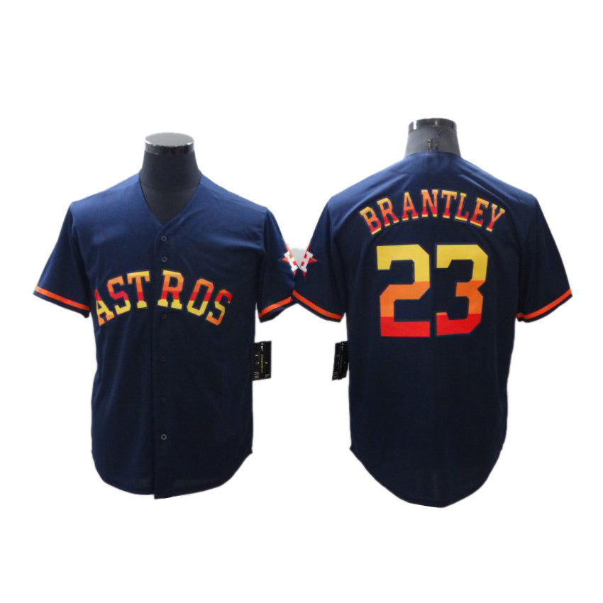 Michael Brantley #23 Houston Astros Men'S Baseball Rainbow Limited Jersey - Navy