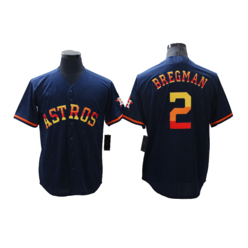 Alex Bregman #2 Houston Astros Men'S Baseball Rainbow Limited Jersey - Navy