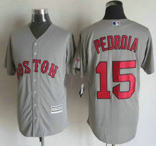 Dustin Pedroia #15 Boston Red Sox Mens 2015 Away Limited Cool Base Jersey - Gray