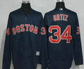 David Ortiz #34 Boston Red Sox Majestic Mens Long Sleeve Limited Cool Base Jersey - Navy Blue