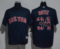 David Ortiz #34 Boston Red Sox Majestic Mens Team Logo Ornamented Limited Cool Base Jersey - Navy Blue