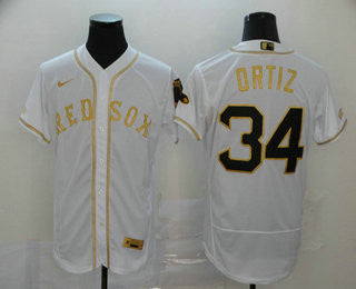 David Ortiz #34 Boston Red Sox Nike Mens Gold Limited Flex Base Jersey - White