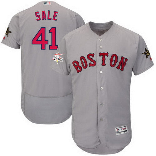 Chris Sale #41 Boston Red Sox Majestic Mens 2017 Star Game Worn Flex Base Jersey - Gray