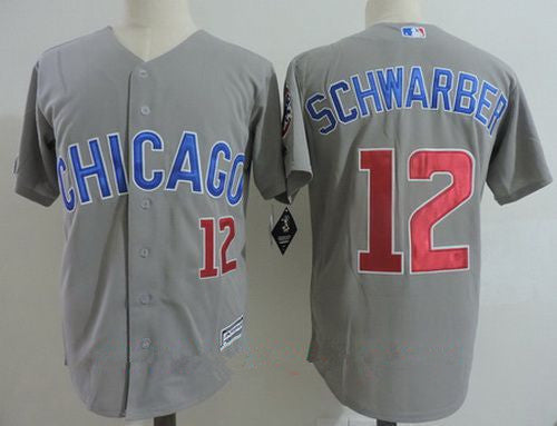 Kyle Schwarber #12 Chicago Cubs Majestic Mens Road Small Number Limited Cool Base Jersey - Gray