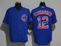 Kyle Schwarber #12 Chicago Cubs Majestic Mens Team Logo Ornamented Limited Cool Base Jersey - Royal Blue