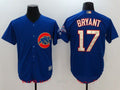 Kris Bryant #17 Chicago Cubs Majestic Mens 2017 World Series Champions Gold Limited Cool Base Jersey - Royal Blue