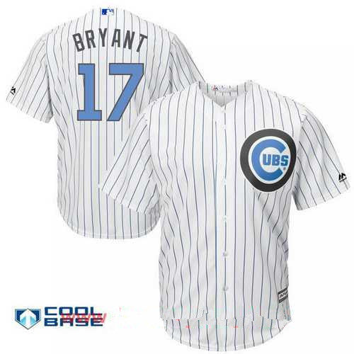 Kris Bryant #17 Chicago Cubs Majestic Mens Baby Blue Fathers Day Limited Cool Base Jersey - White