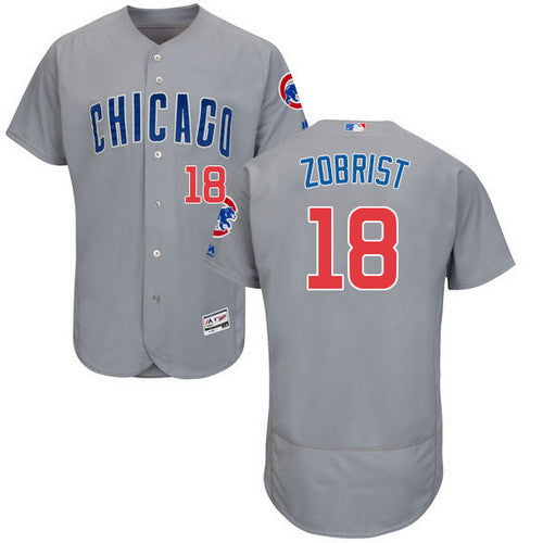 Ben Zobrist #18 Chicago Cubs Majestic Mens 2016 Road Flexbase Limited Baseball Jersey - Gray