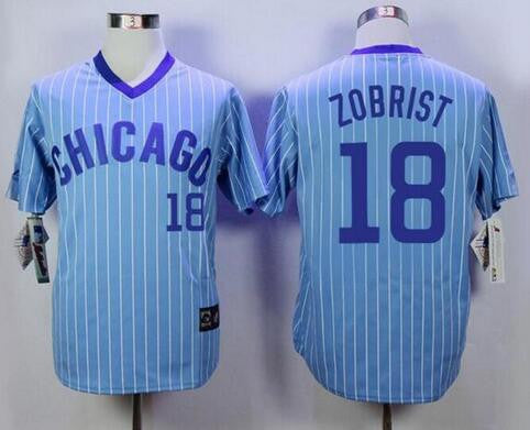 Light Blue #18 Chicago Cubs Mens 1988 Ben Zobrist Turn Back Limited Baseball Jersey