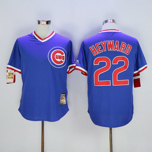 Jason Heyward #22 Chicago Cubs Majestic Mens Pullover Cooperstown Limited Throwback Jersey - Blue
