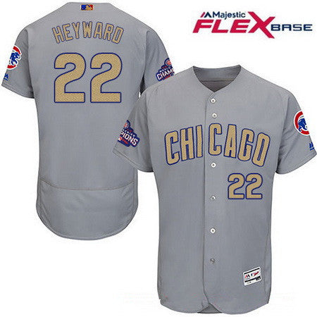 Jason Heyward #22 Chicago Cubs Majestic Mens 2017 World Series Champions Gold Limited Flex Base Jersey - Gray