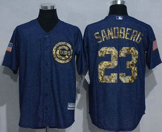 Ryne Sandberg #23 Chicago Cubs Mens Denim Salute To Service Limited Jersey - Blue
