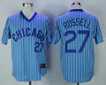 Chicago Cubs #27 Russell Mens 1988 Addison Pullover Cooperstown By Majestic Limited Jersey - Light Blue