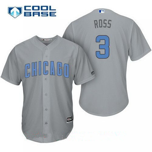 David Ross #3 Chicago Cubs Majestic Mens Baby Blue Fathers Day Limited Cool Base Jersey - Gray