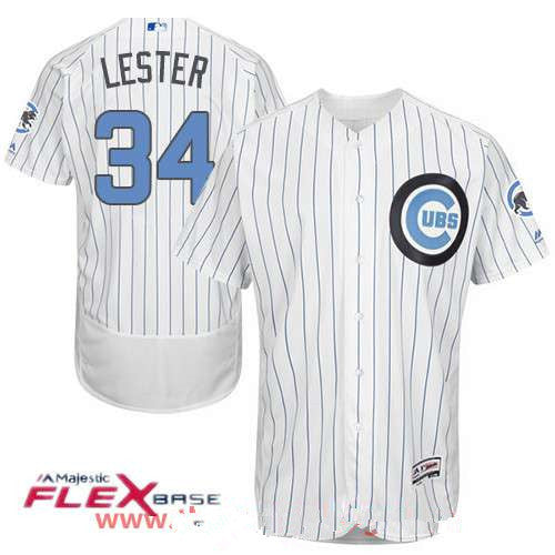 Jon Lester #34 Chicago Cubs Majestic Mens Baby Blue Fathers Day Limited Flex Base Jersey - White