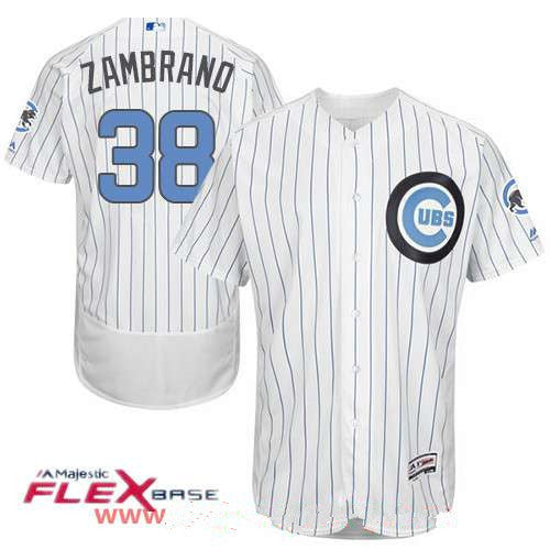 Carlos Zambrano #38 Chicago Cubs Majestic Mens Baby Blue Fathers Day Limited Flex Base Jersey - White