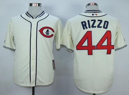 Anthony Rizzo #44 Chicago Cubs Majestic Mens Cooperstown Limited Throwback Jersey - Cream