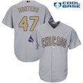 Miguel Montero #47 Chicago Cubs Majestic Mens 2017 World Series Champions Gold Limited Cool Base Jersey - Gray