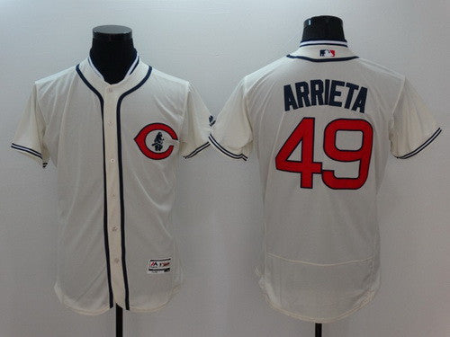 Jake Arrieta #49 Chicago Cubs Majestic Mens Flexbase Limited Jersey - Cream