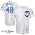 Jake Arrieta #49 Chicago Cubs Majestic Mens Baby Blue Fathers Day Limited Flex Base Jersey - White