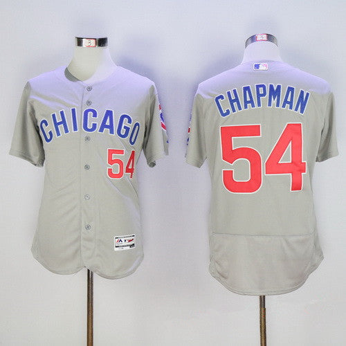 Aroldis Chapman #54 Chicago Cubs Majestic Mens 2016 Road Limited Flex Base Jersey - Gray