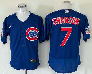 Dansby Swanson #7 Chicago Cubs Nike Mens Limited Flex Base Jersey - Blue