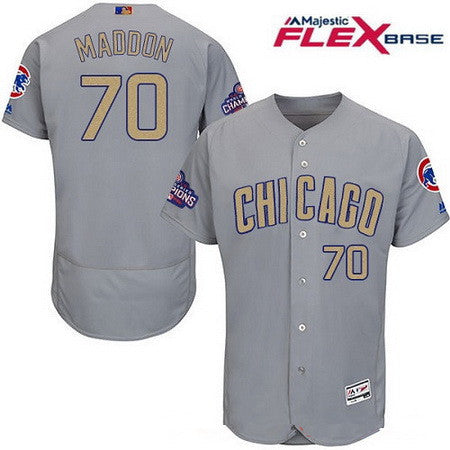 Joe Maddon #70 Chicago Cubs Majestic Mens 2017 World Series Champions Gold Limited Flex Base Jersey - Gray